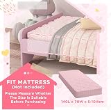 ZONEKIZ Toddler Bed Frame Cat Design Pink Bed with Guardrails for 3-6 Years view 7