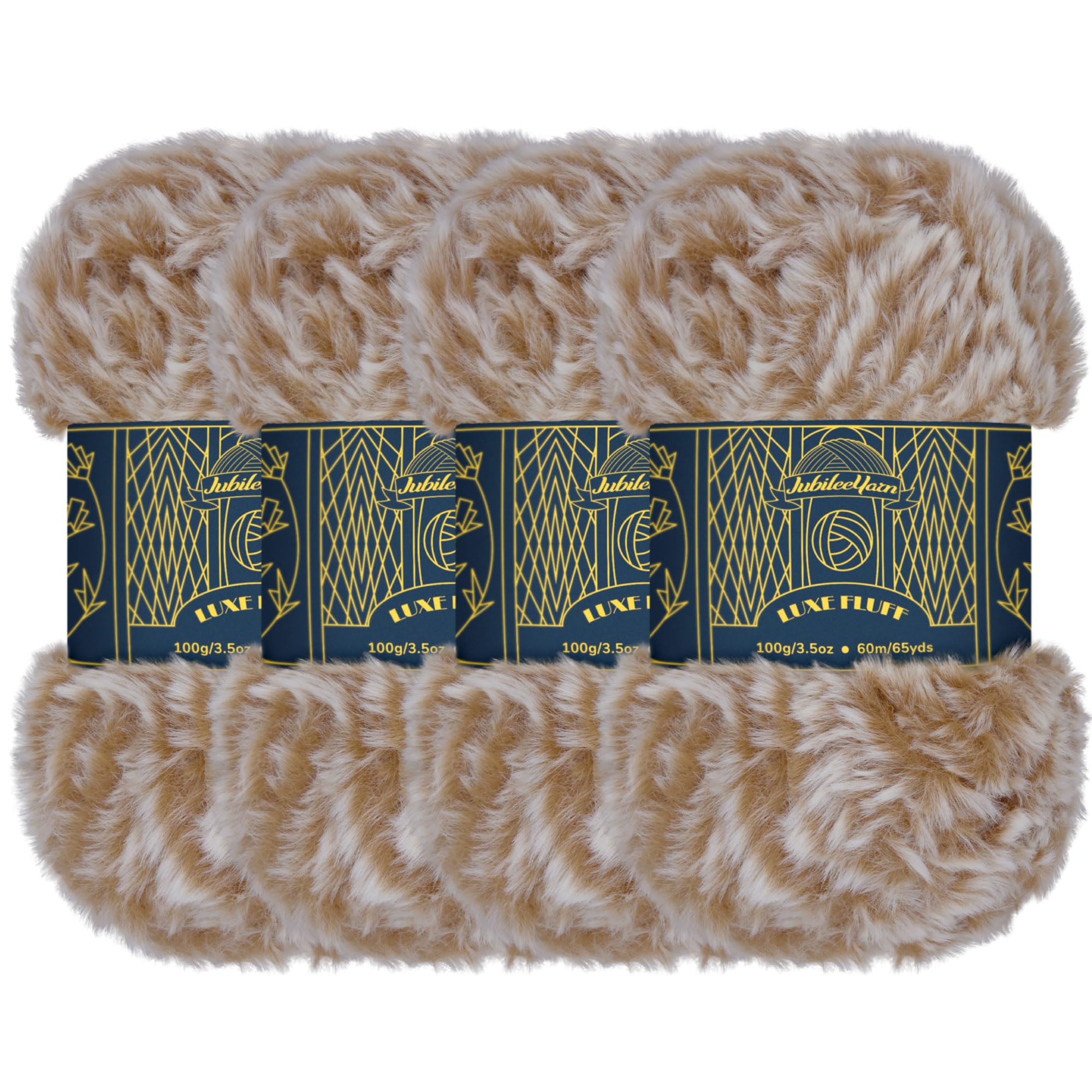 BambooMN Chunky Fluffy Faux Fur Eyelash Yarn - 100% Polyester - 100g/Skein - 4 Skeins - Brown and White