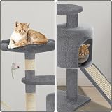 VOUNOT Cat Tree with Scratching Post 112 cm Grey Activity Centre view 7