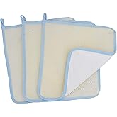 Bleu Bath (3 Pack) Dual-Sided Exfoliating Skin Towel Cotton Terry Body Cloth Scrubber Premium Sturdy Loofah Towel Soft and Buffing Wash Cloth White for Either Oil or Dry Skin