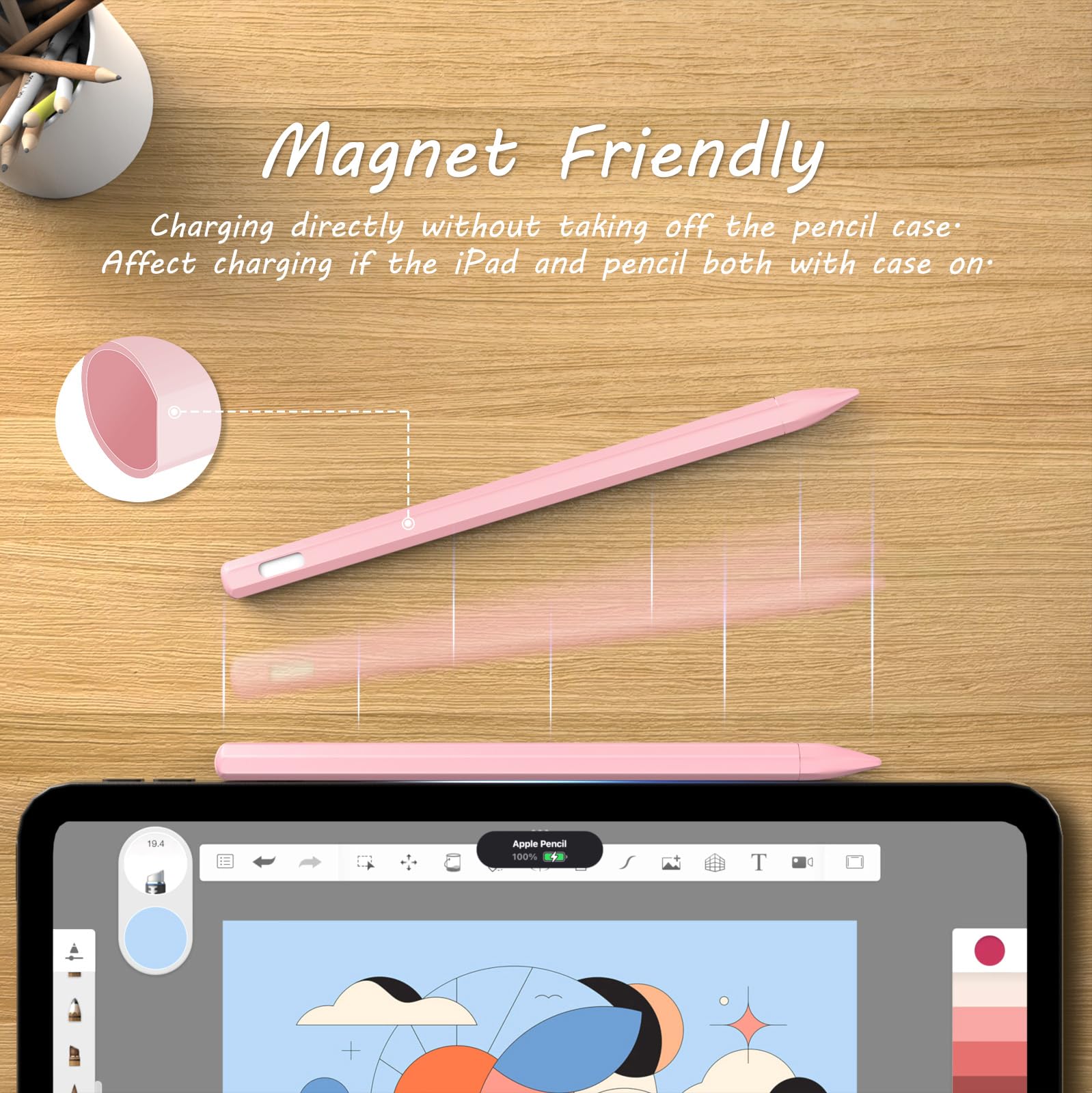 KELIFANG Silicone Case for Apple Pencil Pro 2024 & Apple Pencil 2nd Generation, Cute Pink Protective Skin Sleeve Cover Holder Grip and Tip Cap Accessories Compatible with iPad Pro 11 12.9 13 Inch