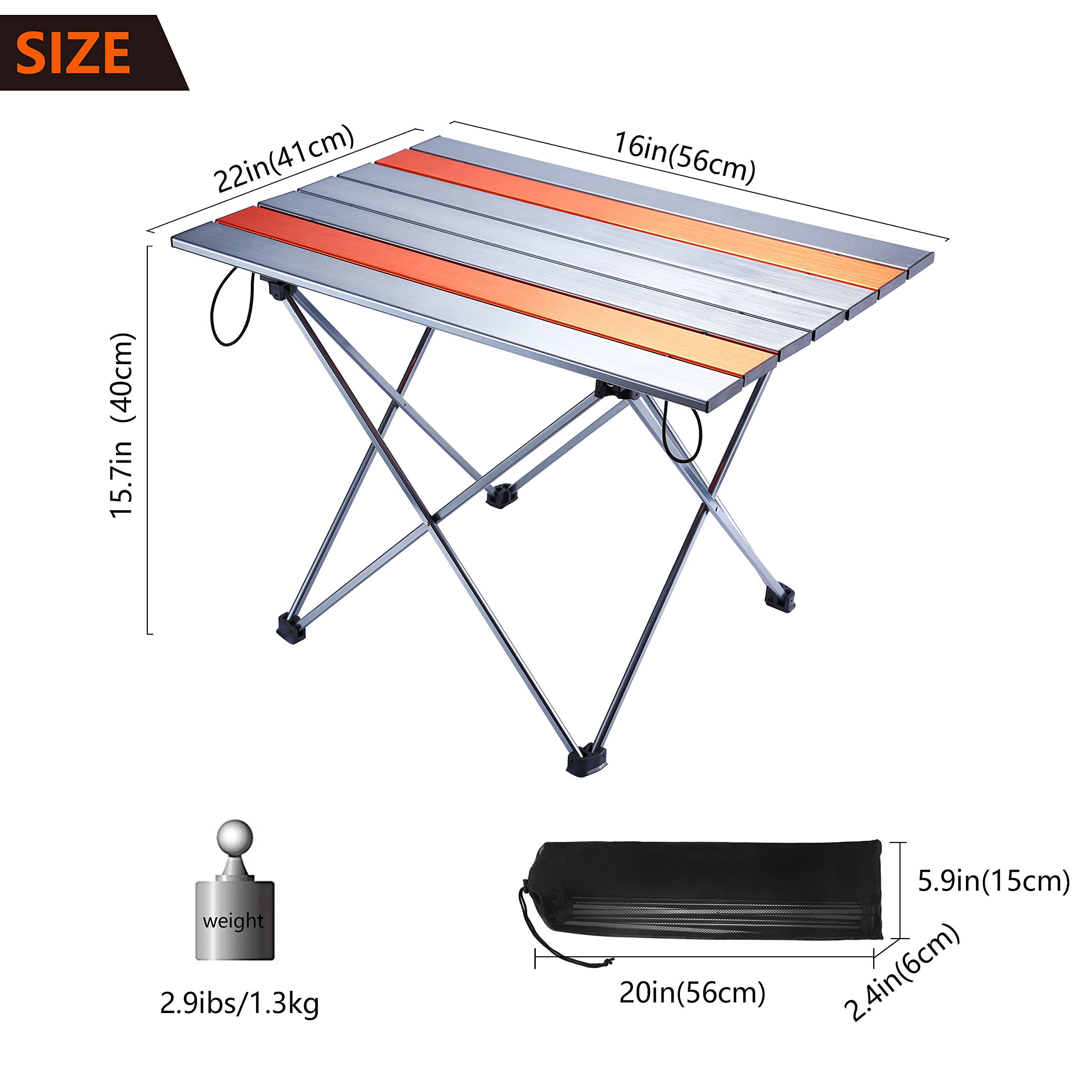Movaty Portable Camping Table Foldable Outdoor table Lightweight Roll Up Aluminum for Indoor and Outdoor Desk with Carry Bag for Picnic, BBQ, Fishing,Hiking and Travel,Easy to Clean Multicolor