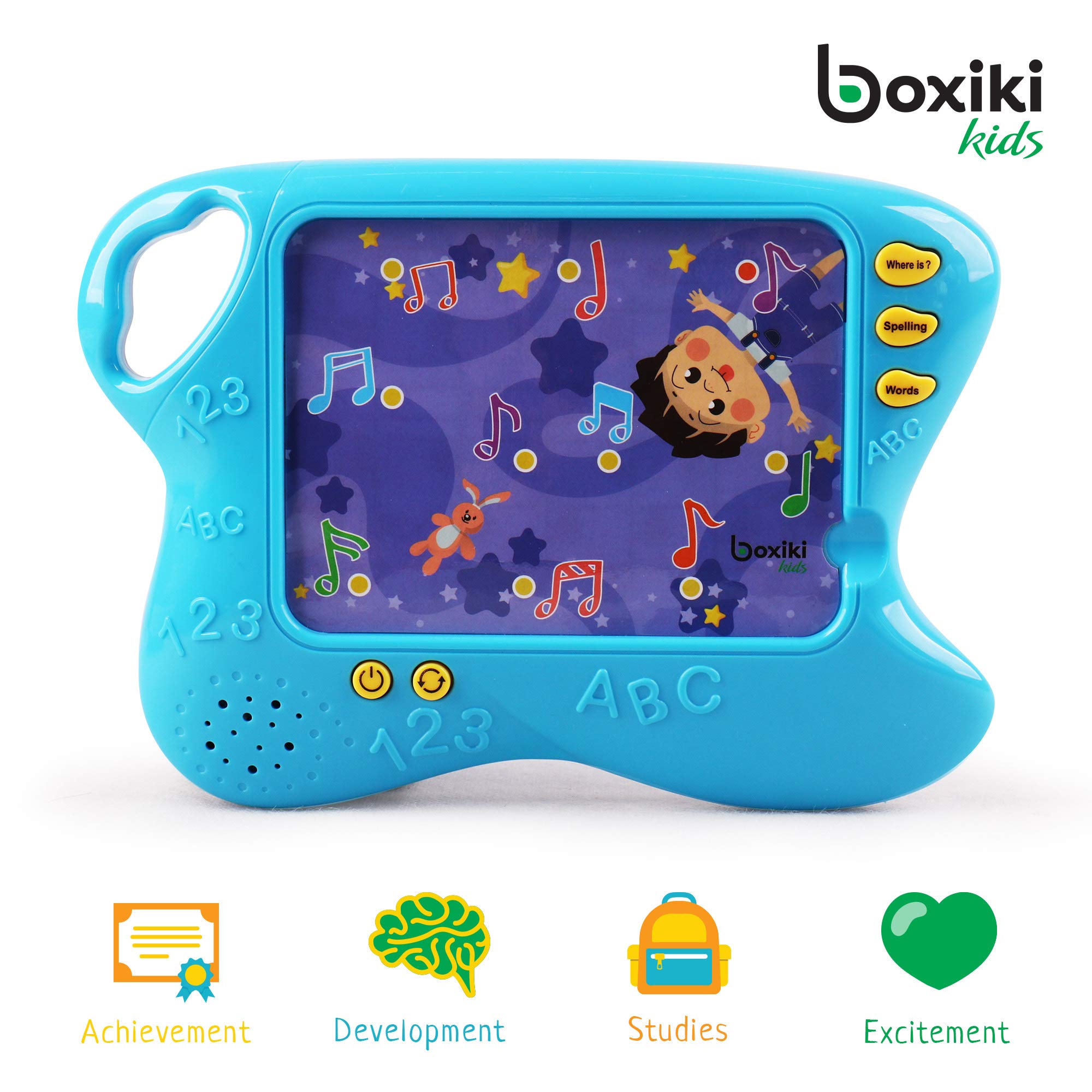 Boxiki Kids Learning Pad with 10 Educational Flash Cards for Toddlers 3+ Years w/Touch and Learn Functions | Smart Pad for Children's Learning Games | Educational Learning Toys for Boys and Girls