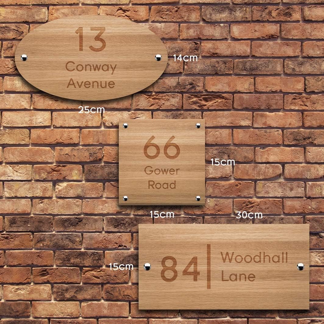 Active Window Films Personalised House Sign, Laser Engraved Custom Front Door Wood Number Plaque