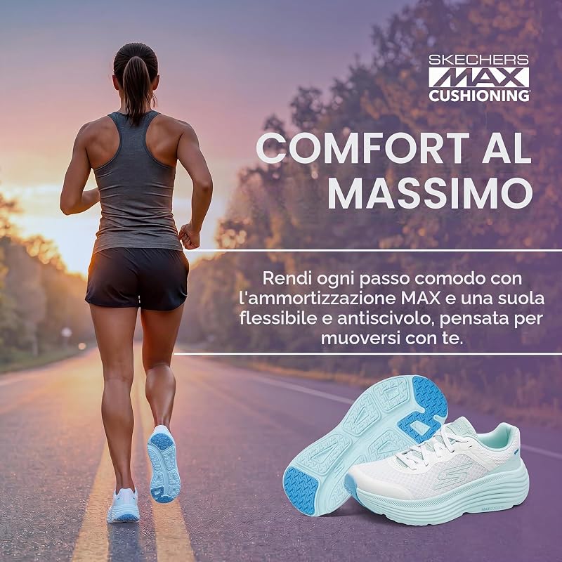 Donna Max Cushioning Endeavour Canova Trainers, White Synthetic/Light Blue Trim, 38 EU