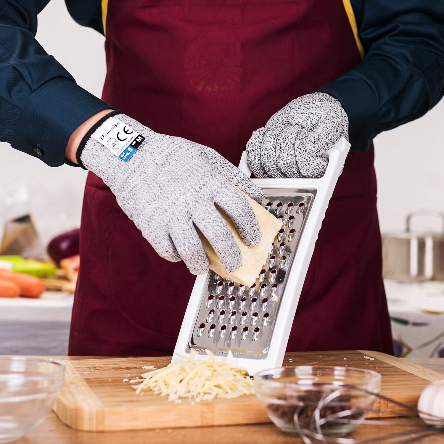 Dowellife Cut Resistant Gloves Food Grade Level 5 Protection, Safety Kitchen Cuts Gloves for Oyster Shucking, Fish Fillet Processing, Mandolin Slicing, Meat Cutting and Wood Carving, 1 Pair (Large) - - 