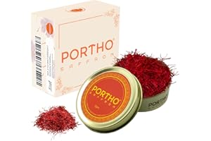 PORTHO Kashmiri Saffron – 5g Super Negin Grade Saffron Threads | Premium Spice for Paella, Biryani, Risotto, Golden Milk, Tea & All Culinary Uses