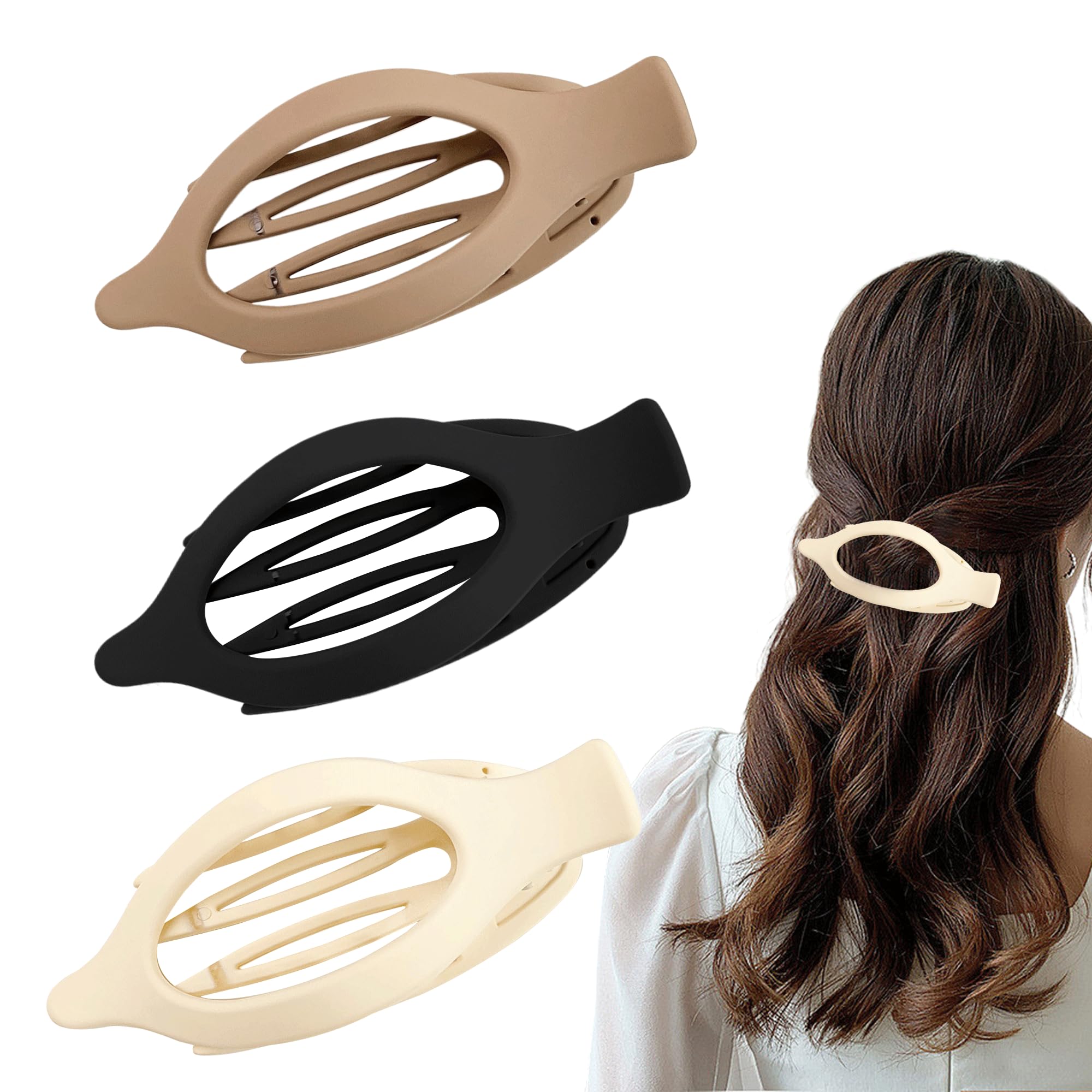 3PCS Flat Hair Clips for Women Curved Design Duckbill Hair Clips Strong Hold Hair Claw Clips for Thin, Thick Hair, Hair Accessories for Women and Girls