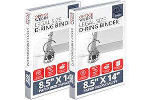Performore - Office Werks Heavy Duty 2-Pack Legal Size View Binder - 14" x 8.5", White, 1.5 Inch D-Ring, Back Mount Binder