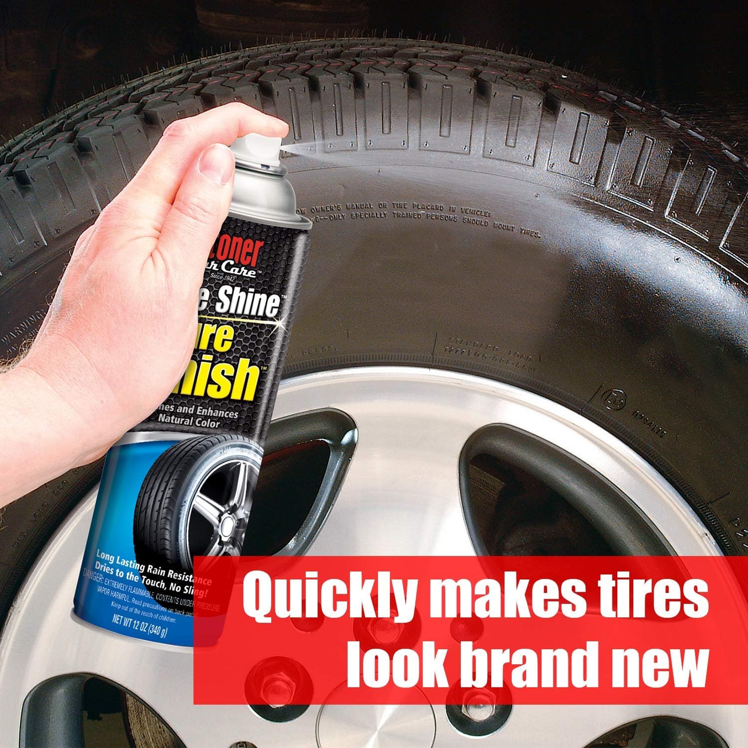 Stoner Car Care 91044 12-Ounce More Shine Original Tire Dressing Spray for Tire and Wheel Care and Long Lasting Tire Shine Rain Resistant Make Faded Tires Look New, Pack of 1: Automotive