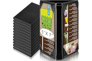 FoldTier 12 Pcs 5 x 7 Inch Triangle Menu Holders for Restaurant 3 Side Leatherette Table Tent Frame Menu Sign Cover Bulk for Restaurant Coffee Cafe Bar Wedding Drink Dessert