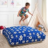 Matini Home Sensory Crash Pad - Non Slip Bottom, Soft Fabric Sensory Pads, Landing Mat for Jumping, Relaxing &amp; Play - 36" x 36", Blue Soccer Ball