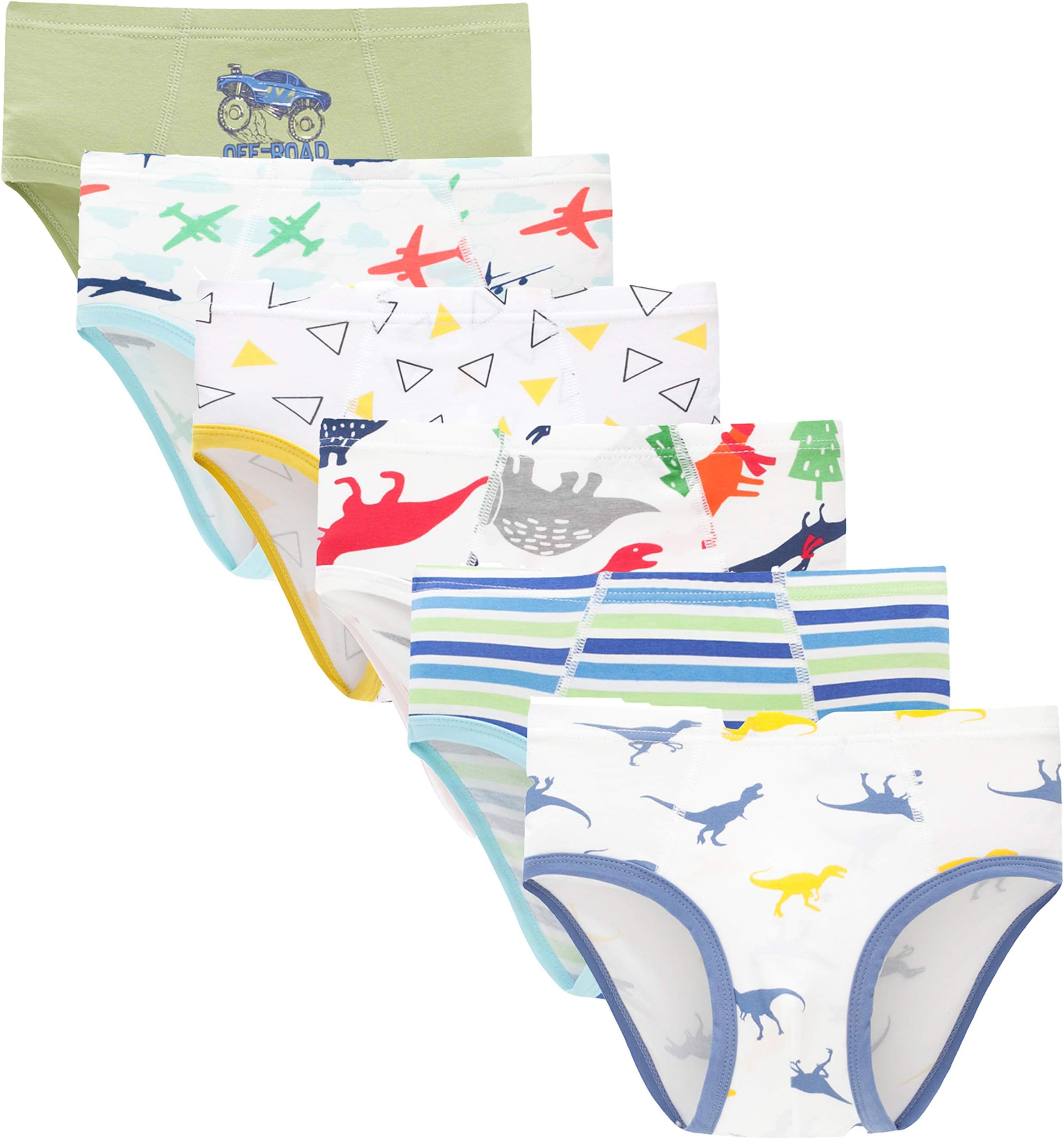 Slenily Little Boys Briefs Dinosaur Truck Toddler Kids Underwear Soft Cotton Undies(Pack of 6)