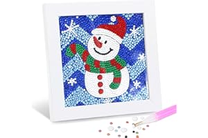 Sloikey 5D Diamond Art Kits for Kids with Wooden Frame Arts and Crafts for Kids Aged 6-12 Diamond Dots Painting (S-CM-Snow Man)