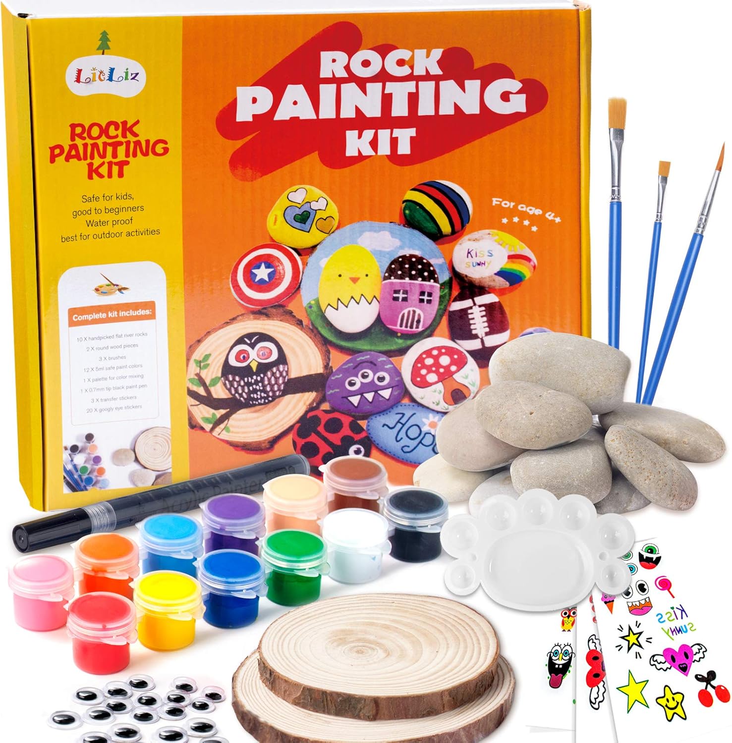 Amazon Com Rock Painting Kit For Kids Ages 4 8 Supplies For Painting Rocks Hide And Seek Painting Kit For Kids 9 12 Arts And Crafts Painting Gifts For Girls Boys Toys Games