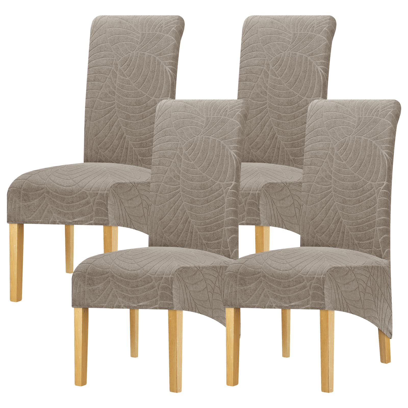 Leorate Large Size Dining Room Hotel Fleece Fabric Stretch Chair Cover Pack 2 4 Pack of 6 (1 Beige, Pack of 4) (Camel-2, 4PCS)