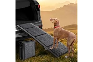 Dollate 63" Long Dog Ramp for Car,17" Wide Foldable Dog Ramps for Large Pet with Non-Slip Rug Surface,Up to 250 LBS for Car, SUV & Truck-L