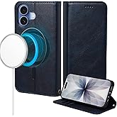 Rssviss for iPhone 17 Wallet Case, Flip Folio Case Compatible with Magsafe, RFID Blocking Card Holder Kickstand, Shockproof iPhone Cover Men Women for iPhone 17 6.3" Dark Blue