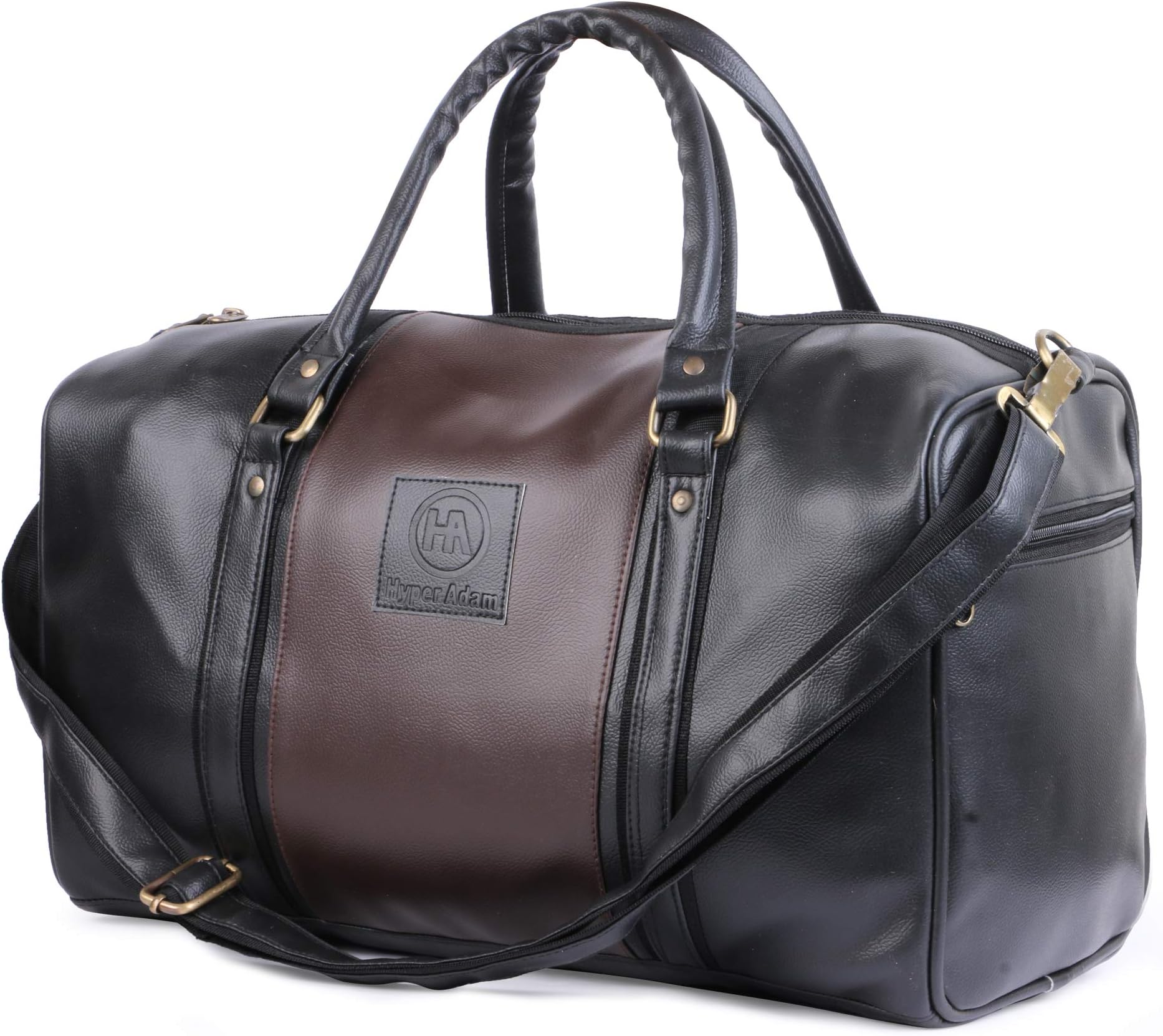 Hyper Adam 18 inch Leather Rite Bag with Two Side Pockets, Travel Duffel Bag (Black)