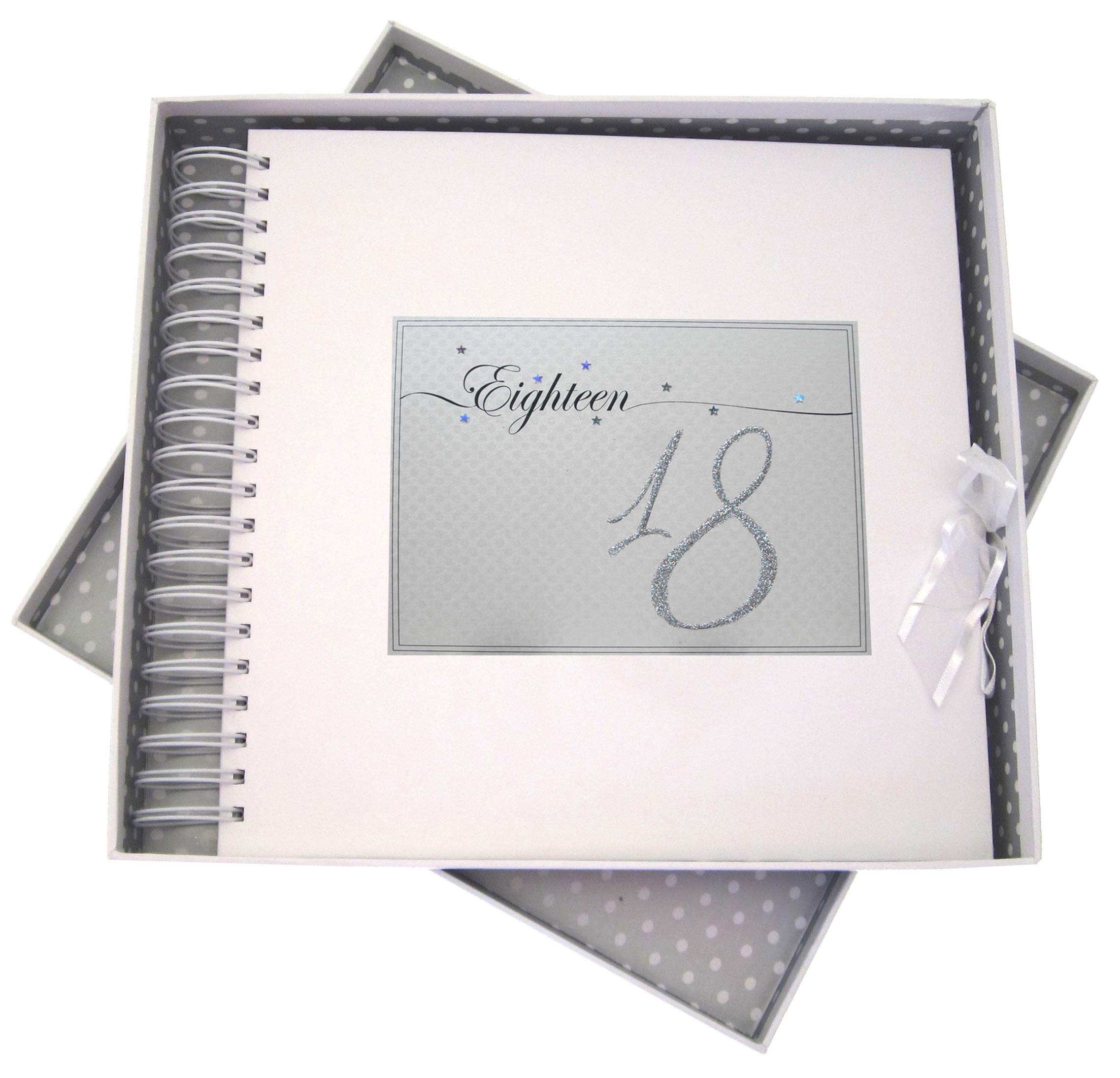 white cotton cards LLN18C Holographic Stars and Glitter "Eighteen" Age 18 Birthday Card/Memory Book