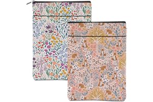 HANAMIYA NA 2 Pieces Book Sleeve Forest Fox Flower Botanical Floral Book Accessories Washable Book Covers for Hardcover Reading Accessories for Book Lovers Book Club Gifts for Women Girls Best Friend Coworker