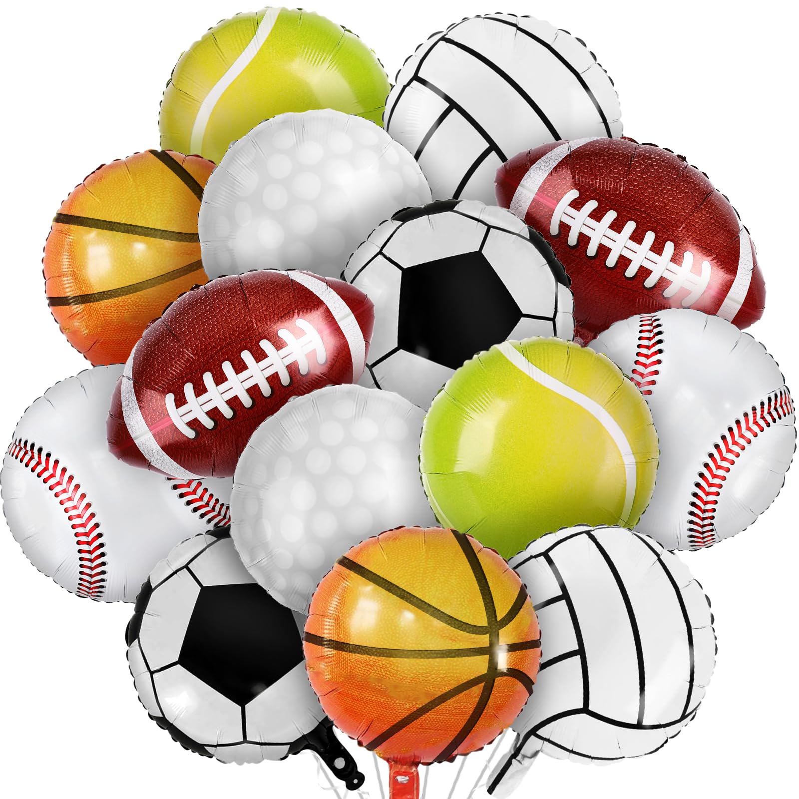 Photo 1 of 28 Pieces Sports Foil Balloon Set, Mylar Sports Balloons - 18 Inch Baseball Balloons Basketball Balloons Soccer Balloons Volleyball Balloons Sports Game Balloons for Birthday Sports Themed Party