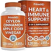 5-in-1 Ceylon Cinnamon Capsules 2355mg - Ceylon Cinnamon and Apple Cider Vinegar with Turmeric, Panax Ginseng, Cinnamon, and Bioperine, 120 ct