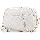 lola mae Quilted Crossbody Bag, Medium Lightweight Shoulder Purse Top Zipper Tassel Accent