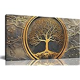 aburaeart Trees Canvas Wall Art for Living Room - Gold Wall Art for Office - Canvas Art Wall Decor for Dining Room Size 20