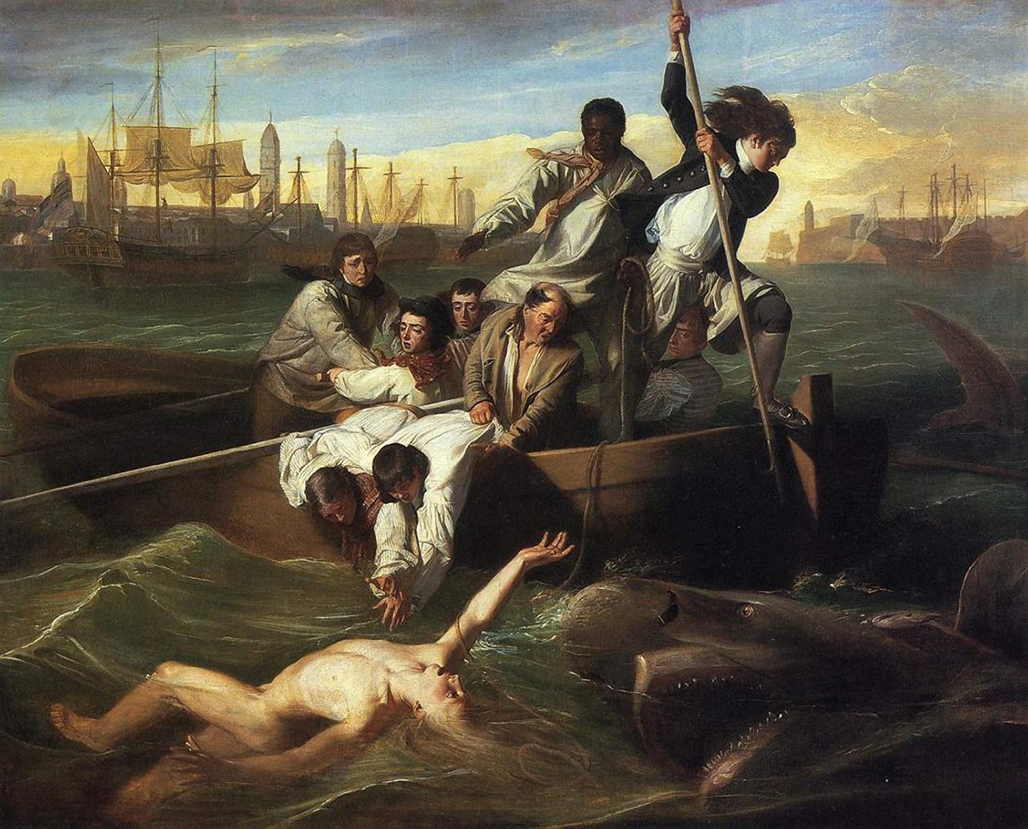 John Singleton Copley Watson and The Shark 1778 National Gallery of Art - Washington DC 30" x 24" Fine Art Giclee Canvas Print (Unframed) Reproduction