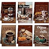 Boyiee Set of 6 Coffee Kitchen Towels Brown Dish Towels 24 x 16 Inches Absorbent Decorative Dish Cloths Retro Hand Accessories for Coffee Bar Decor Housewarming Gifts Wedding Shower Decoration