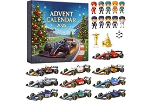 Formula Racing Advent Calendar 2025,24 Die Cast Grand Prix Cars with Driver Figures,Car Christmas Advent Countdown Calendar, 