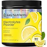 KEY NUTRIENTS Multivitamin Electrolytes Powder No Sugar - Refreshing Lemonade Electrolyte Powder - Sodium & Energy Supplement - Hydration Powder - No Calories - 90 Servings - Made in USA
