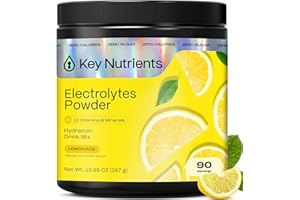 KEY NUTRIENTS Multivitamin Electrolytes Powder No Sugar - Refreshing Lemonade Electrolyte Powder - Sodium & Energy Supplement - Hydration Powder - No Calories - 90 Servings - Made in USA