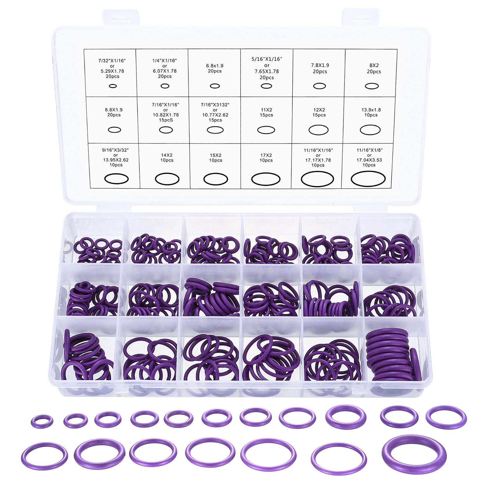 270 Pcs Assorted O Ring Seal Kit - Purple Rubber Gasket Grommet Set, Sealing Washers and Spacers for Pressure Washer Mixer Taps (紫色)