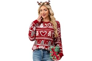 SunnyMelody Womens Christmas Funny Ugly Sweater Winter 2025 Vacation Outfits Oversized Crew Neck Xmas Pullover Tops