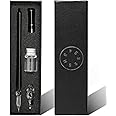 ESSSHOP Glass Dip Pen with Invisible Ink Set - UV Flashlight and Cat Pen Holder Elegant Handmade Crystal Smooth Cylindrical Calligraphy Signature Pen for Present Art Writing Drawing Gift