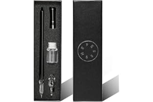 ESSSHOP Glass Dip Pen with Invisible Ink Set - UV Flashlight and Cat Pen Holder Elegant Handmade Crystal Smooth Cylindrical Calligraphy Signature Pen for Present Art Writing Drawing Gift