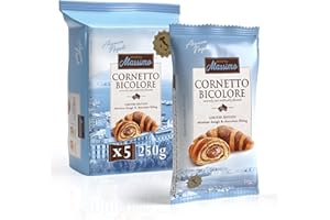 Maestro Massimo Cornetto Bicolore, Italian Croissant with Bicolour Dough and Chocolate Filling, Soft Italian Croissants, Bakery-Fresh Experience, Ready to Eat, Made in Italy, Pack of 5