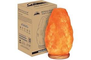 Himalayan Glow Natural Himalayan Salt Lamp with Dimmer Switch - All Natural and Handcrafted with Wooden Base – 6-8 lbs