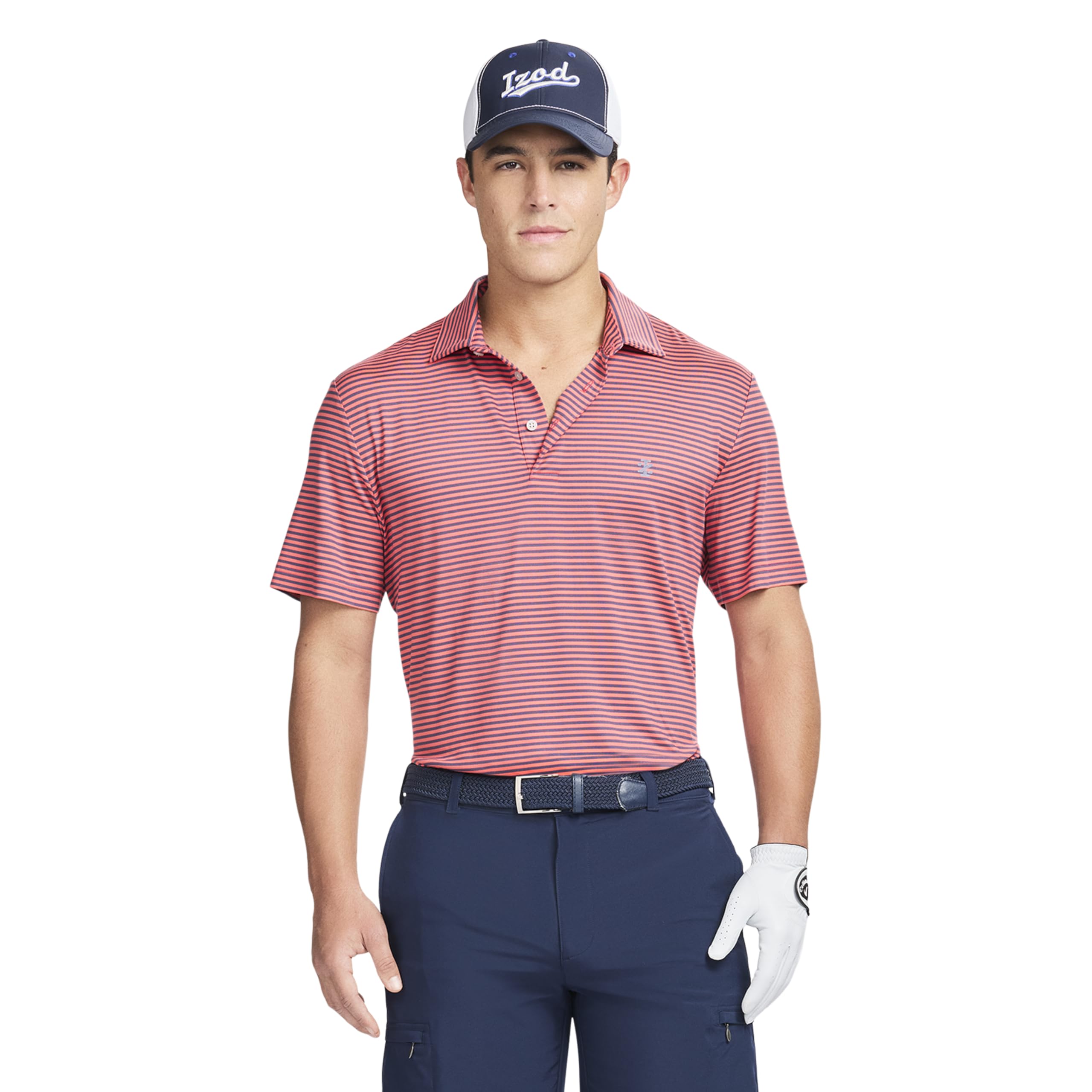 Izod Men's Swingflex Elite Short Sleeve Golf Polo, Rose of Sharon Blue Stripe, XX-Large Image