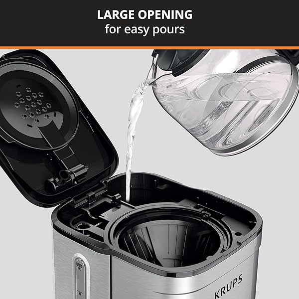 KRUPS COFFEE MAKER 10 CUPS SIMPLY BREW STAINLESS STEEL DRIP COFFEE MAKER, 900 WATTS COFFEE FILTER, DRIP FREE, DISHWASHER SAFE POT , BLACK & SILVER