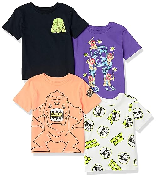 Spotted Zebra Disney | Marvel | Star Wars Boy's Short-Sleeve T-Shirts, Pack of 4, Star Wars Move Along, 2T
