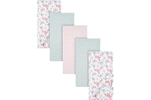 Gerber Girls Newborn Infant Baby Toddler Nursery 100% Cotton Flannel Receiving Swaddle Blanket, Butterfly White, Pack of 5