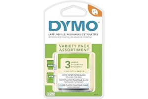 DYMO LT Labels Variety Pack, 1/2" x 13-Foot Rolls, Black Print, 3 Rolls, for LetraTag Label Makers
