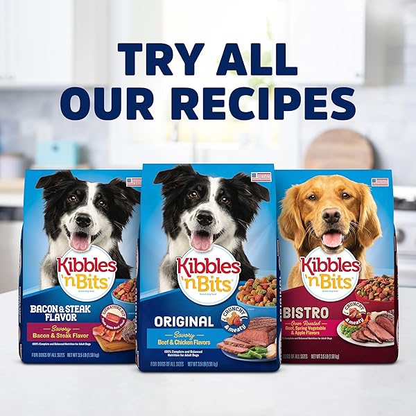 KIBBLES ‘N BITS MINI BITS SMALL BREED SAVORY BACON & STEAK FLAVOR DRY DOG FOOD, 3.5 LB. BAG