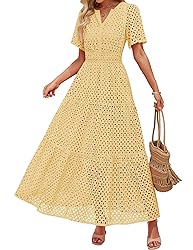 ZESICA Women's 2025 Summer Short Sleeve Maxi Dress