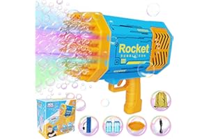 ARTCWK Bubble Machine Bubble Gun 69 Holes with Colorful Lights and Bubble Solution, Bubble Blower Bubble Maker for Kids Toddlers Adults, Birthday Christmas Toy Gift for Boys Girls Age 3 4 5 6 7 8 9 10