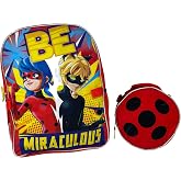 United Pacific Designs OUBL: Miraculous Ladybug 16" Backpack with Round Lunch Bag, Red, Large