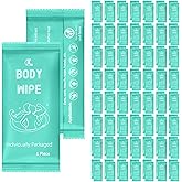 Timgle 200 Pcs Acidified Deodorant Body Wipes Face and Body Wipes for Adults Pearl Pattern Wet Shower with Aloe Bathing Disposable Individually Wrapped Cleansing for Travel Gym(Green Background)